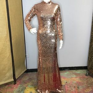 Rose Gold Sequins Long Gown